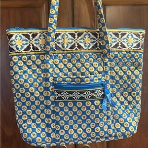 Vera Bradley Quilted Blue and Yellow Patterned Tote